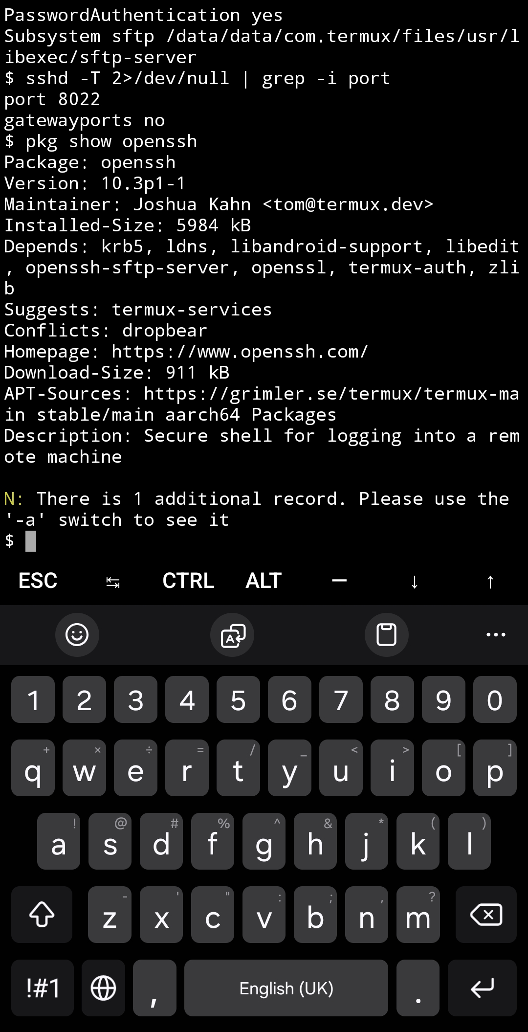 Termux SFTP session on Android