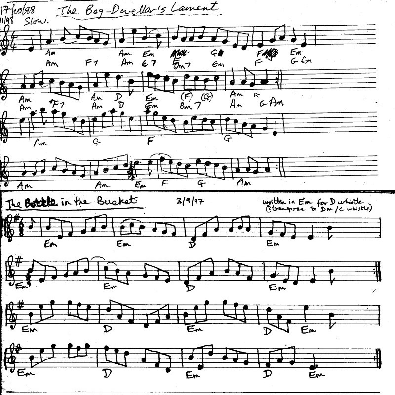 Sheet music for tunes
